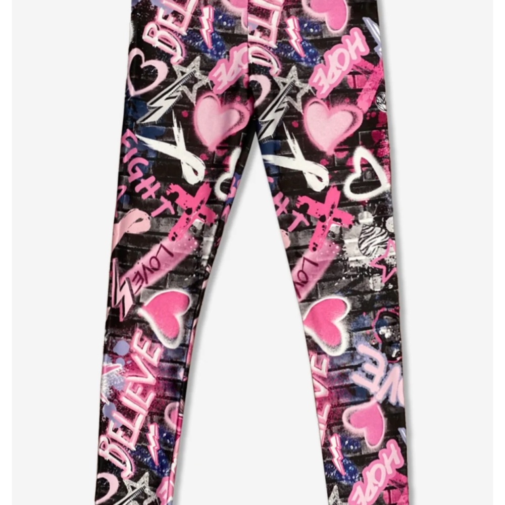 Pixie goes pink breast cancer leggings NWOT